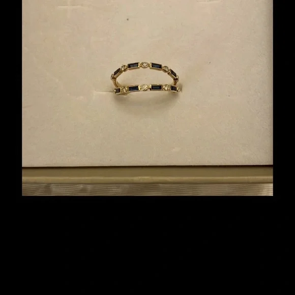 ONE New Oradina 14 Kt. Sapphire and Diamond Band Size 6.